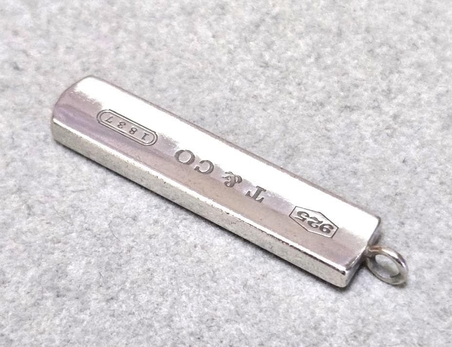 TIFFANY & Co 1837 Bar Plate Pendant Top Sterling Silver Necklace SV925