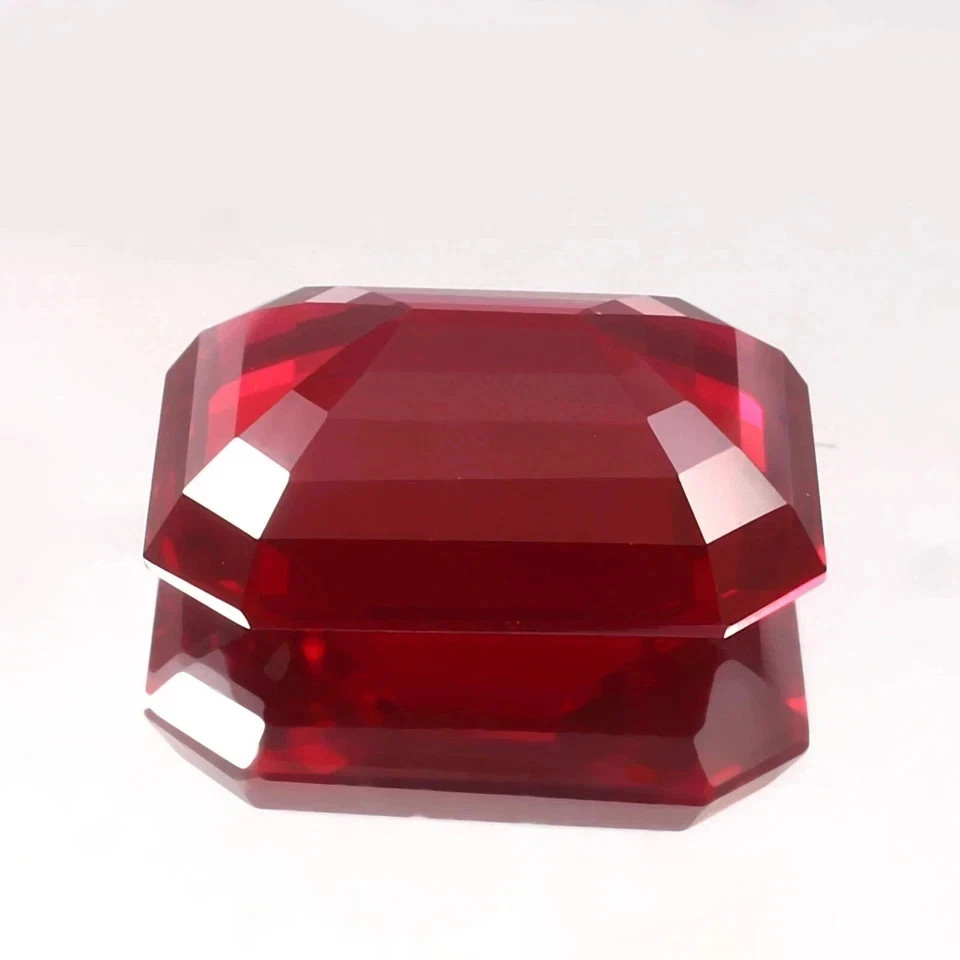 20 Ct Natural Burmese Blood Red Emerald Cut Ruby AGL Certified Loose Gemstone
