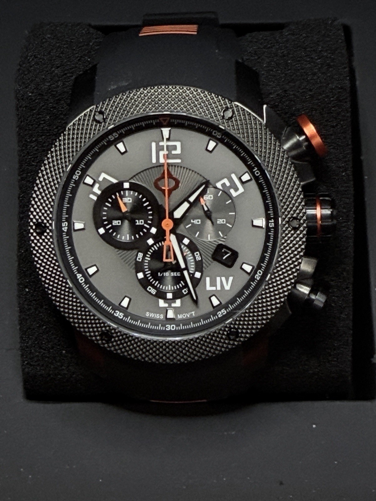 LIV GX1 Cool Gray Chronograph with Stainless Steel Bracelet & Black Silicone Stp