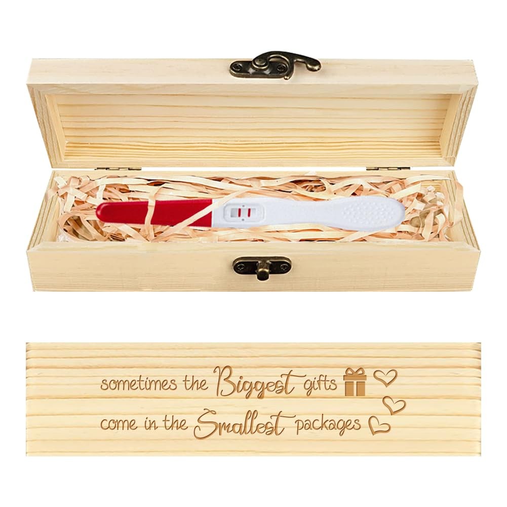 CHGCRAFT Wooden Pregnancy Test Gifts Box Pregnancy Test Keepsake Box Laser En…