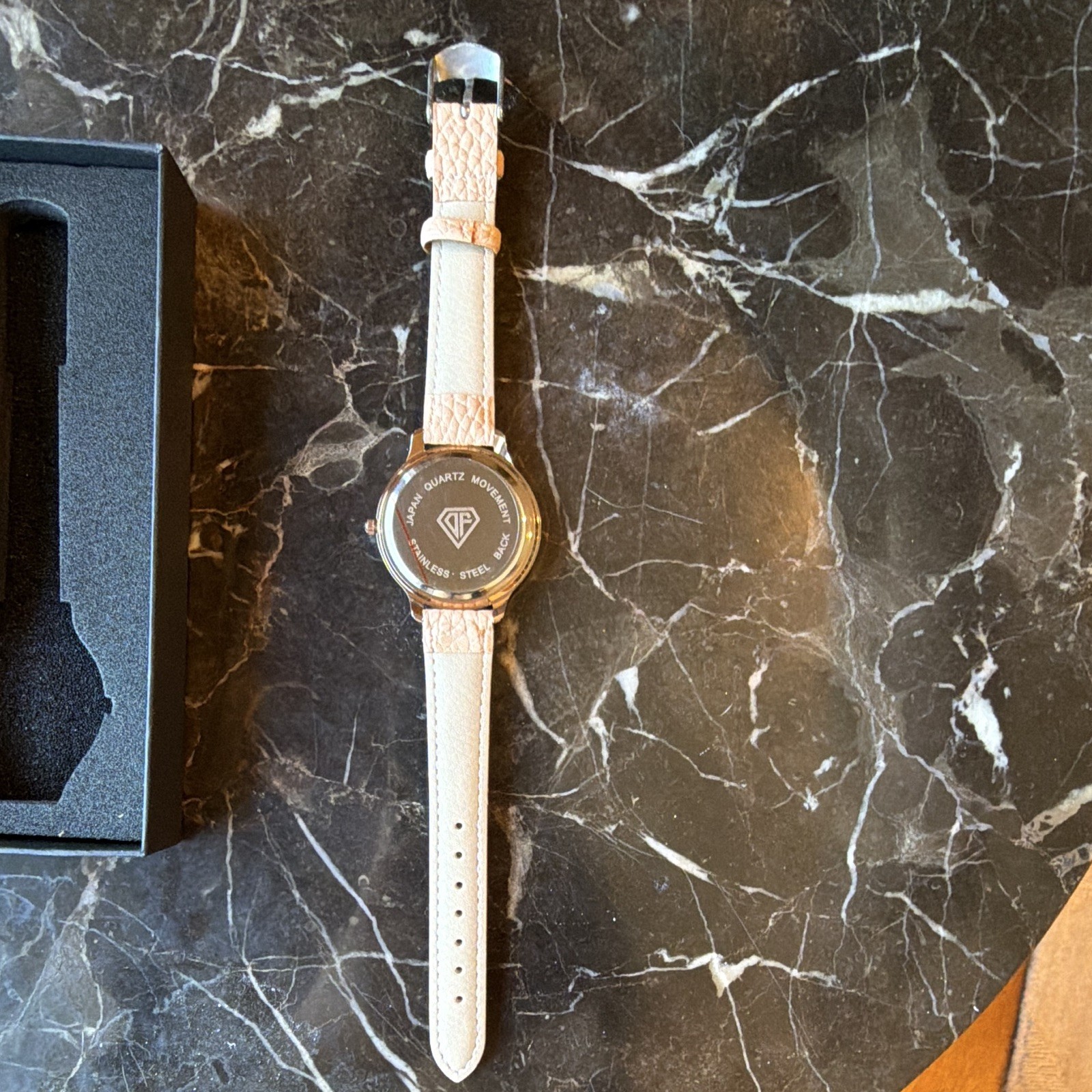 Women’s Light, Pink, Watch, Rose, Gold, Leather Strap, Black Gift Box