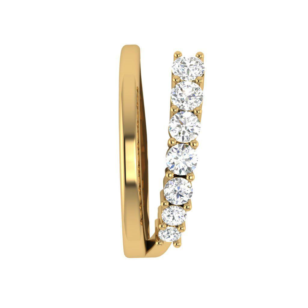 Wedding Ring VS1 F Natural 0.35 Ct Round Diamond Prong Set 14K White Gold 6.40mm