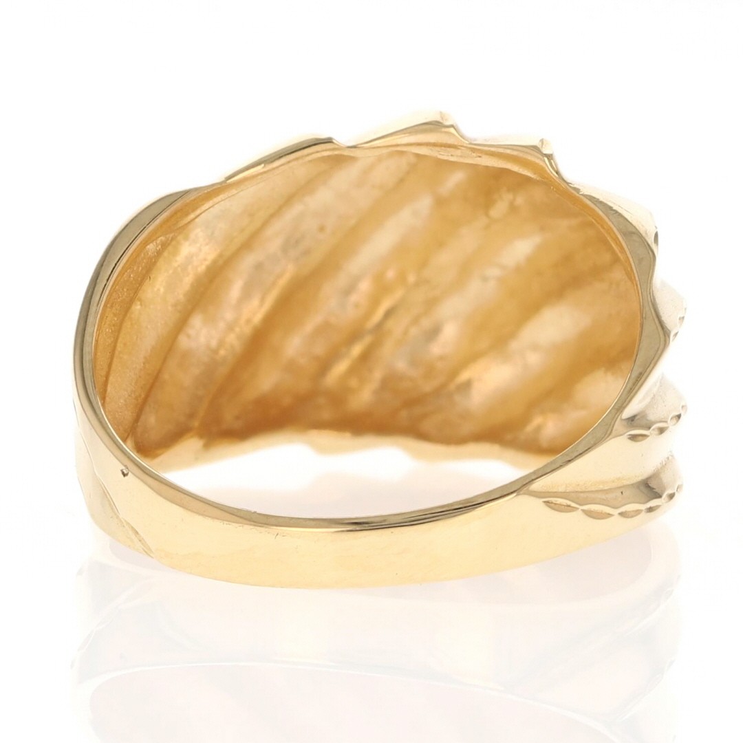 13.4mm Diamond-Cut Ribbed Dome Ring 18k Yellow Gold 6.44 Grams Size 7.75