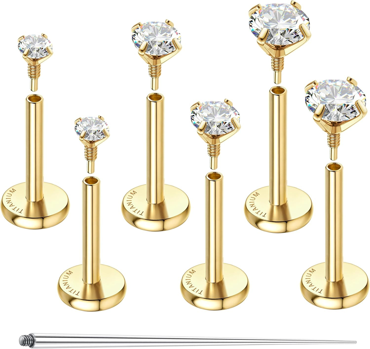 G23 Implant Grade Titanium Flat Back Earrings F136 Hypoallergenic 14K Gold Fille