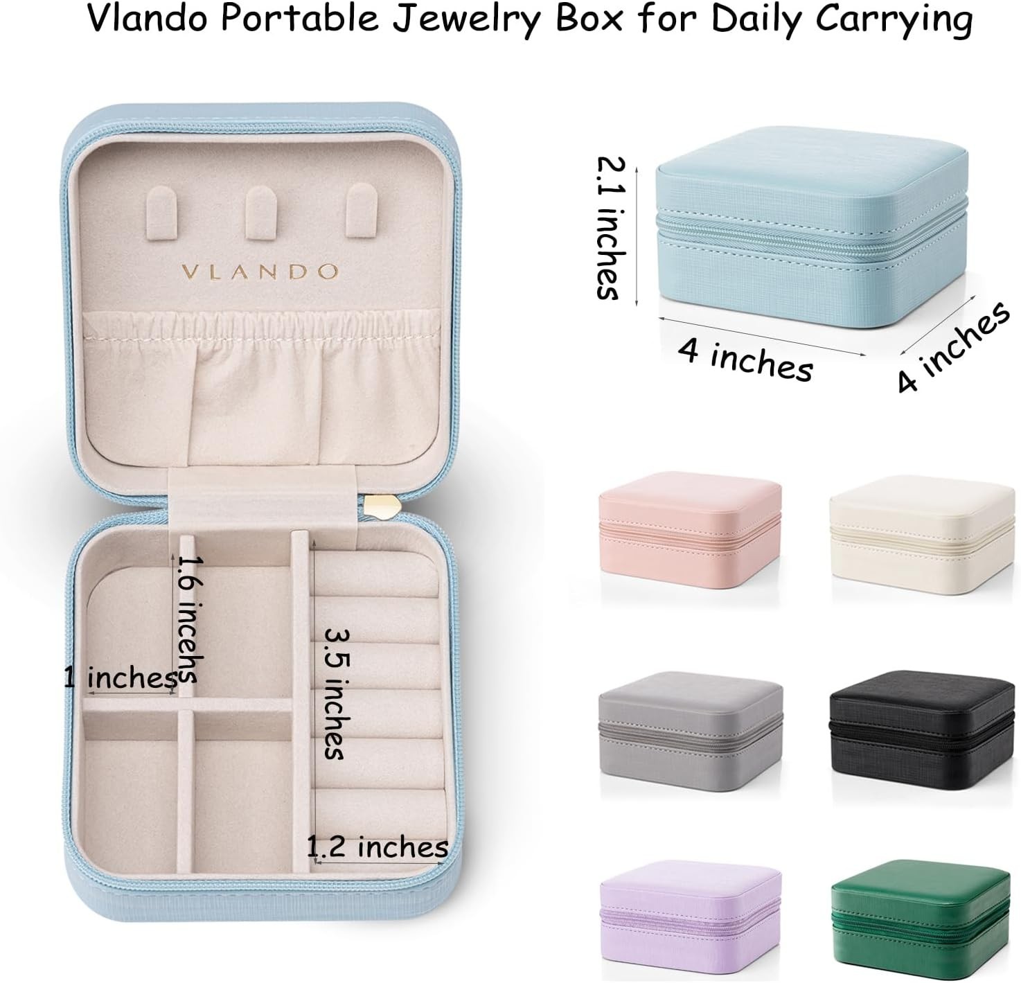 Small Travel Jewelry Box Organizer Display Case for Girls Women Gift Rings Ea…