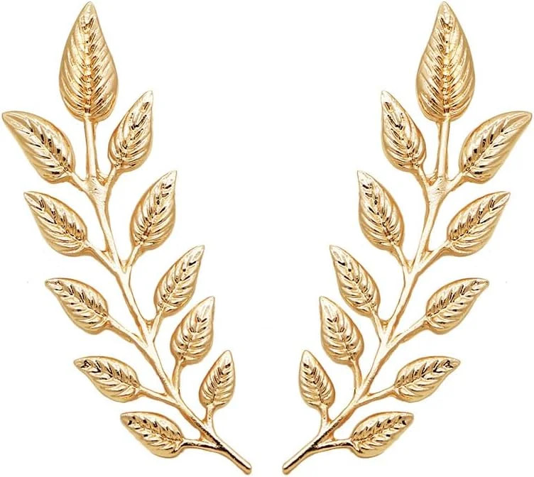 Gentlemen Gold Silver Leaf Brooches Simple Elegant Retro Double Leaf Collar Pin