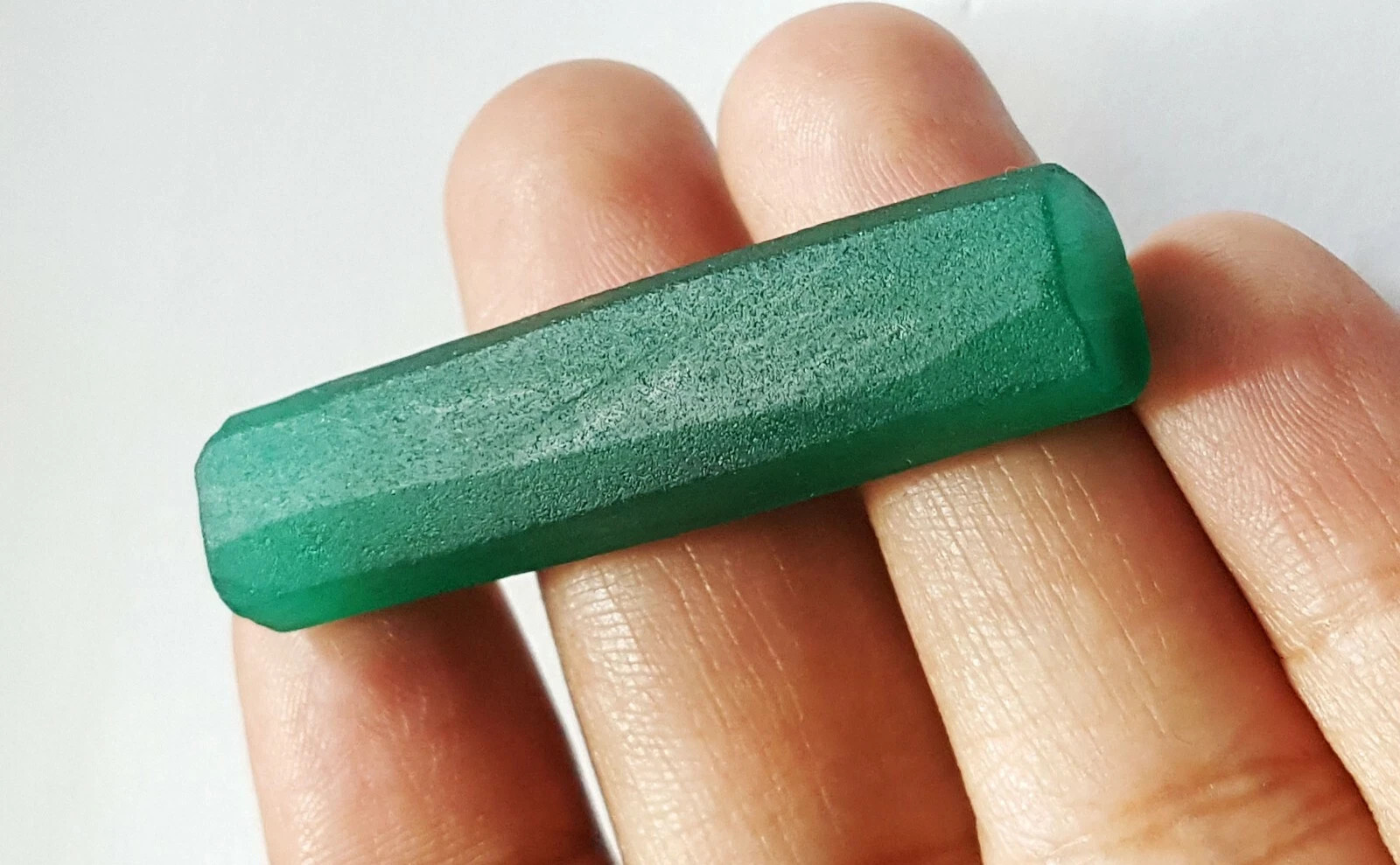 Natural Green Emerald 36.34 Ct Loose Gemstone Pencil Rough Certified A+ Quality
