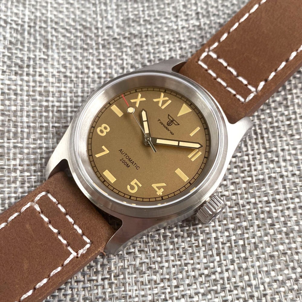 Tandorio 36mm Retro Pilot Sapphire California Dial NH35A 200m Diving Men Watch