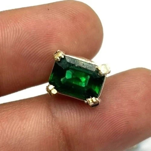 9 Ct Natural Green Emerald Stud Earrings Emerald Cut loose Gemstone 925 Silver