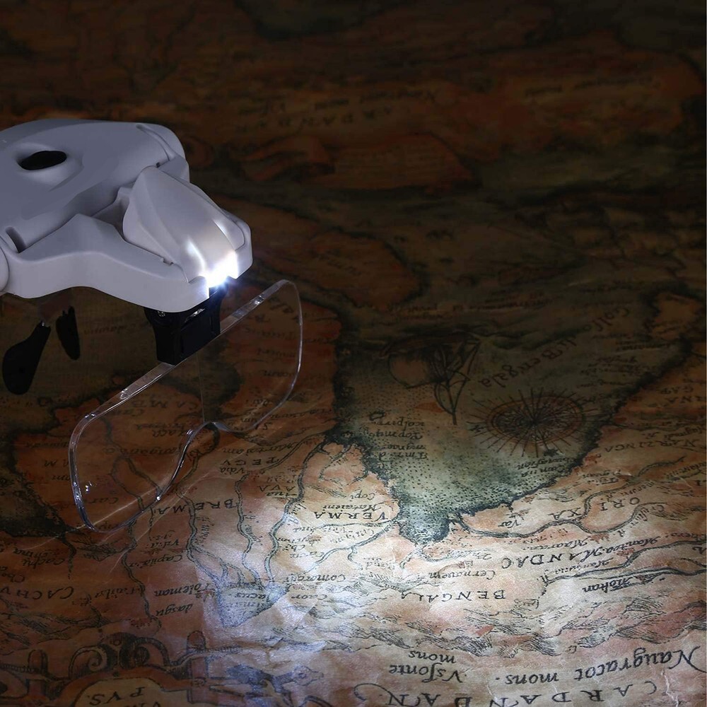LED Head Magnifier Rechargeable Headband Magnifying Glasses Jeweler Loupe Light