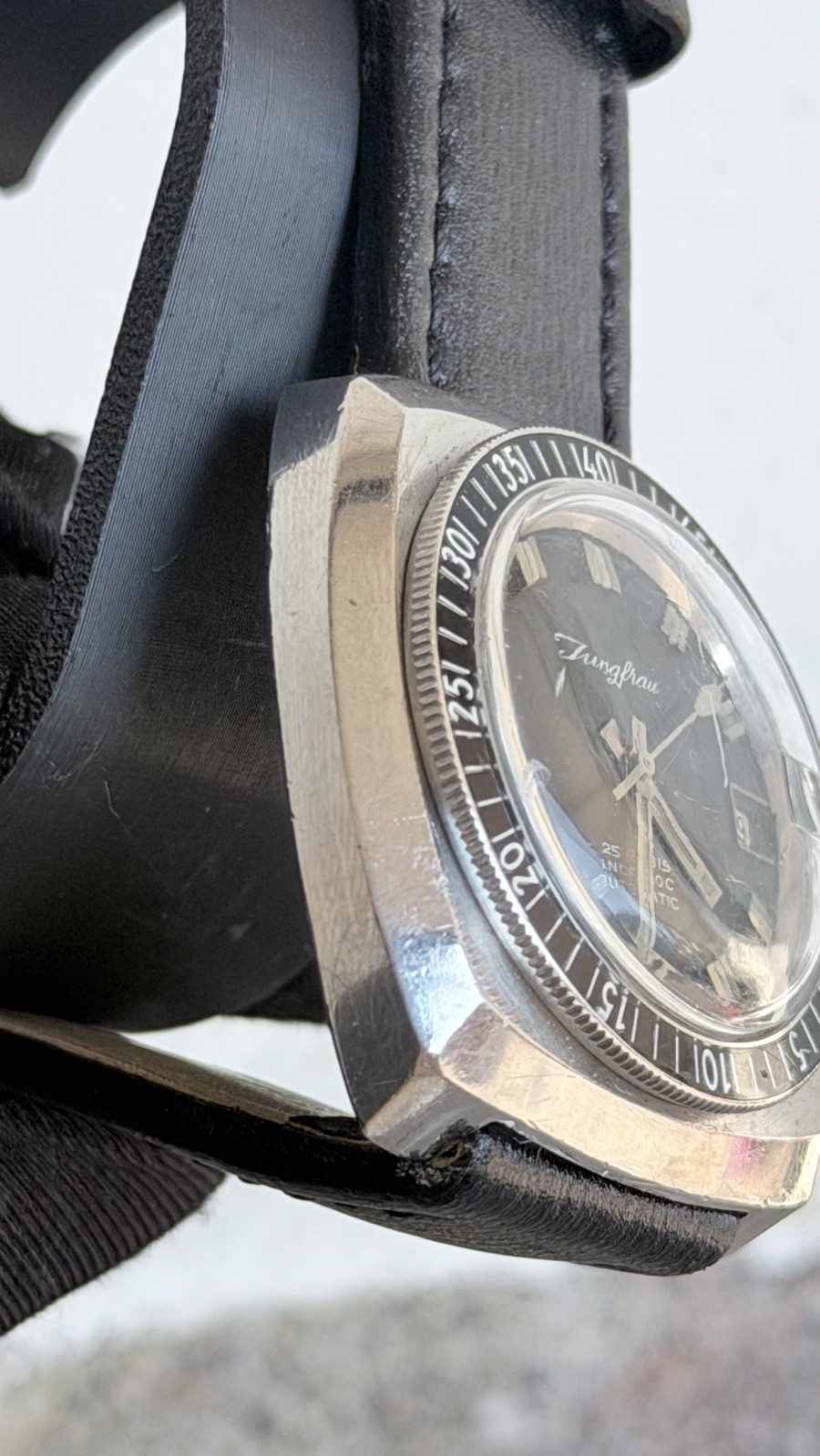 Jungfrau Sub 1968 Diver Automatic ETA 38mm Bakelite Bezel Steel Rare