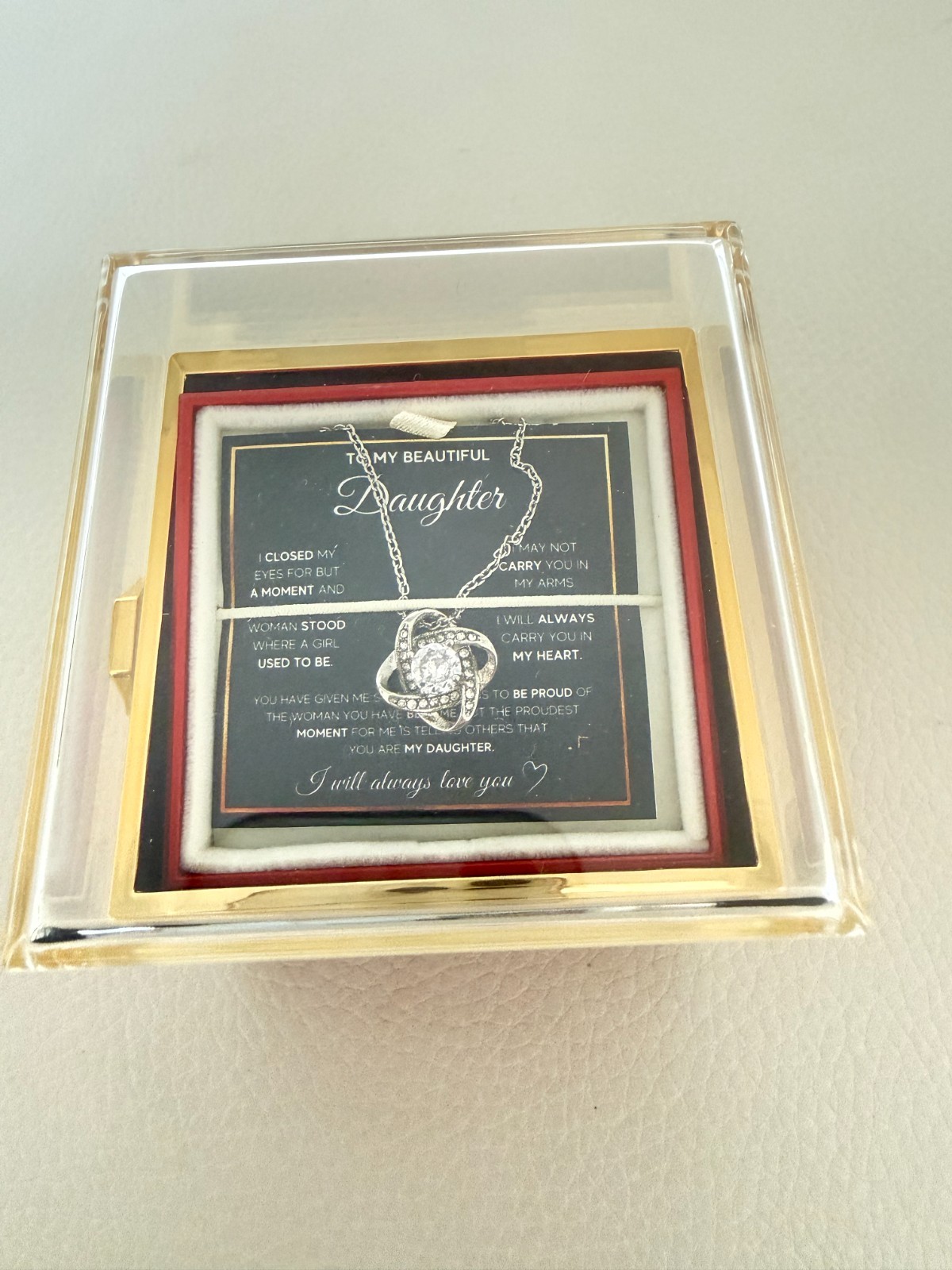 To My Beautiful Daughter Necklace from Mom & Dad | Cubic Zirconia Pendant