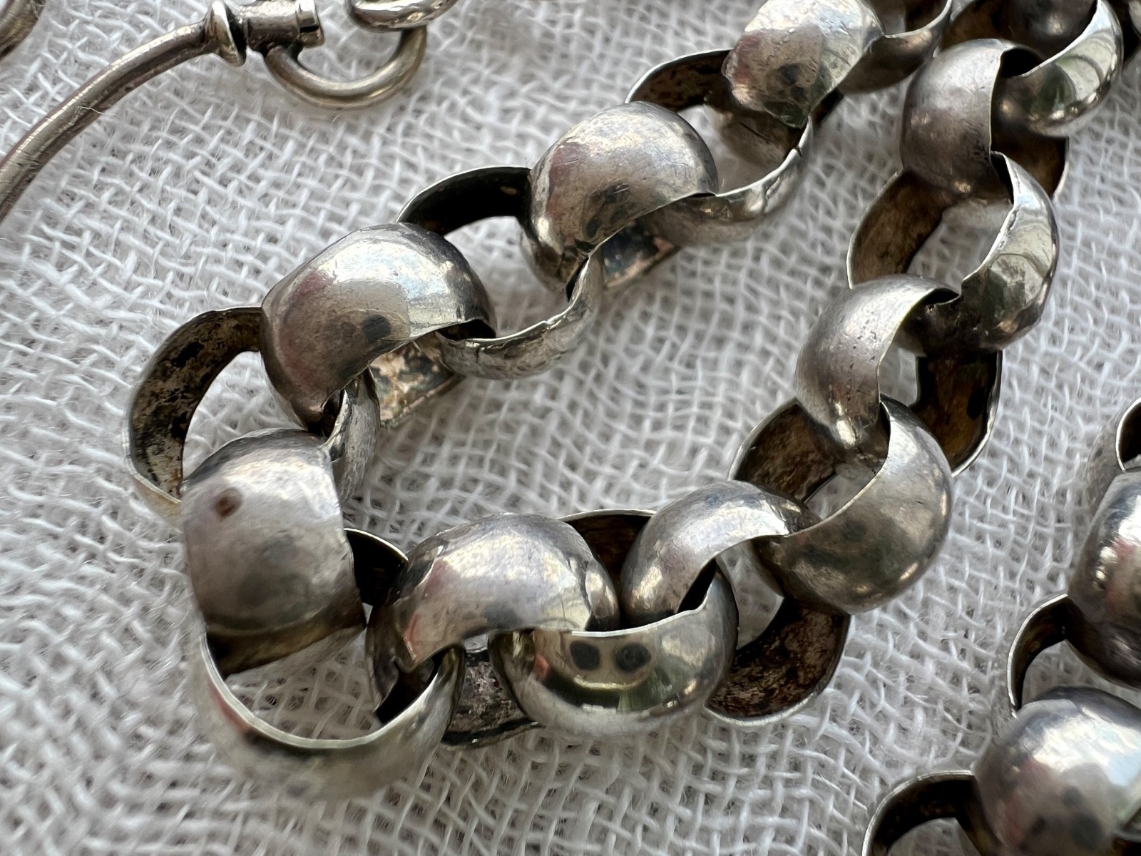 Antique Swedish Sterling Silver Belcher Watch Chain Shepherd Hook 13.5″