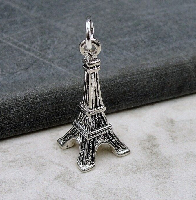 Silver 3D Eiffel Tower Charm – Paris Charm – France Charm – Travel Charm Jewelry