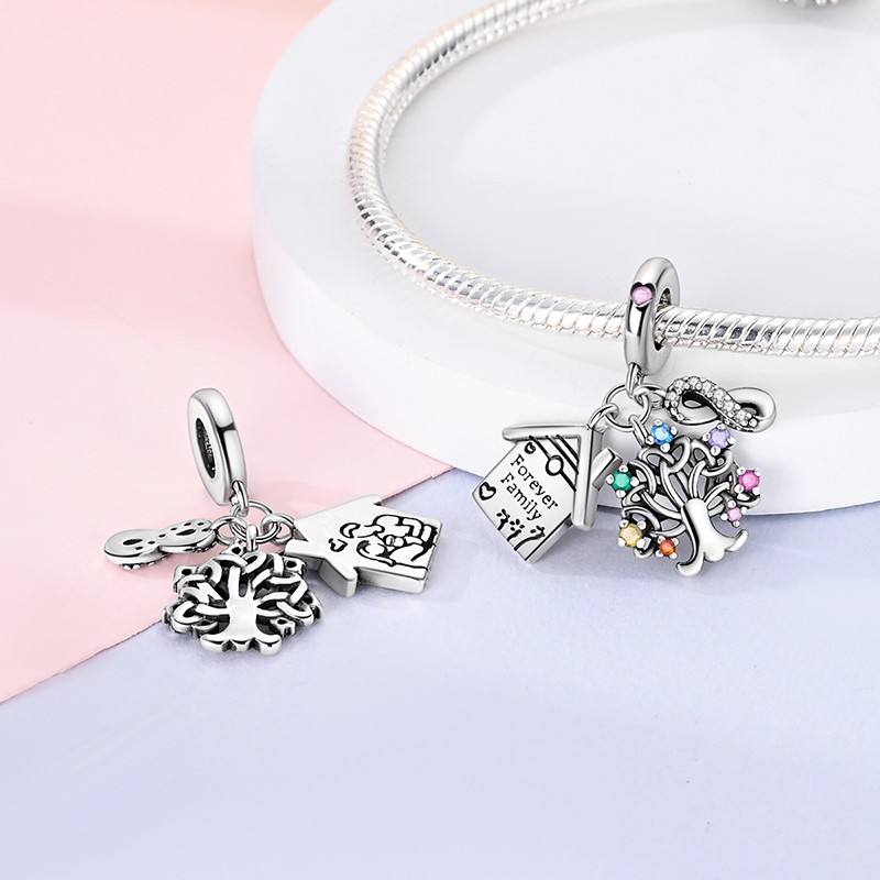 MULA European 925 Silver DIY Charm AAA CZ Tree Life House For Women Bracelet
