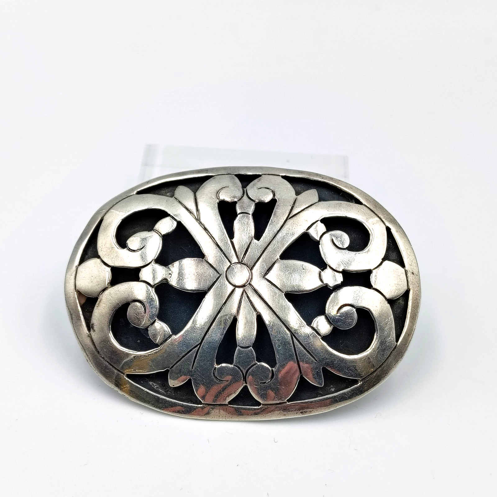 Vintage EM Cuernavaca MOR Mexico Taxco Sterling Silver 925 Oval Brooch Pin