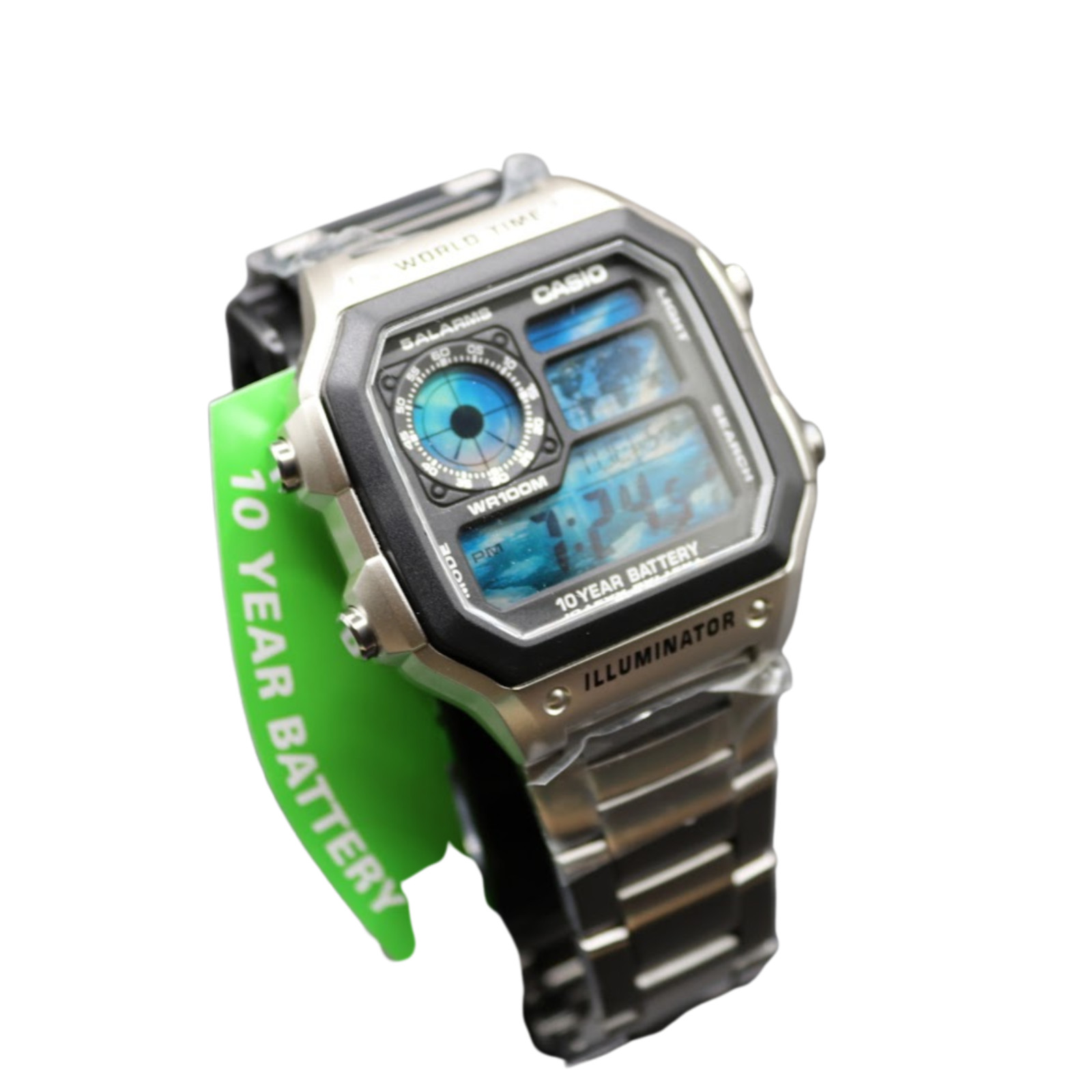 CASIO AE-1200WHD Royale World Time Watch Mod Arctic Ocean Display