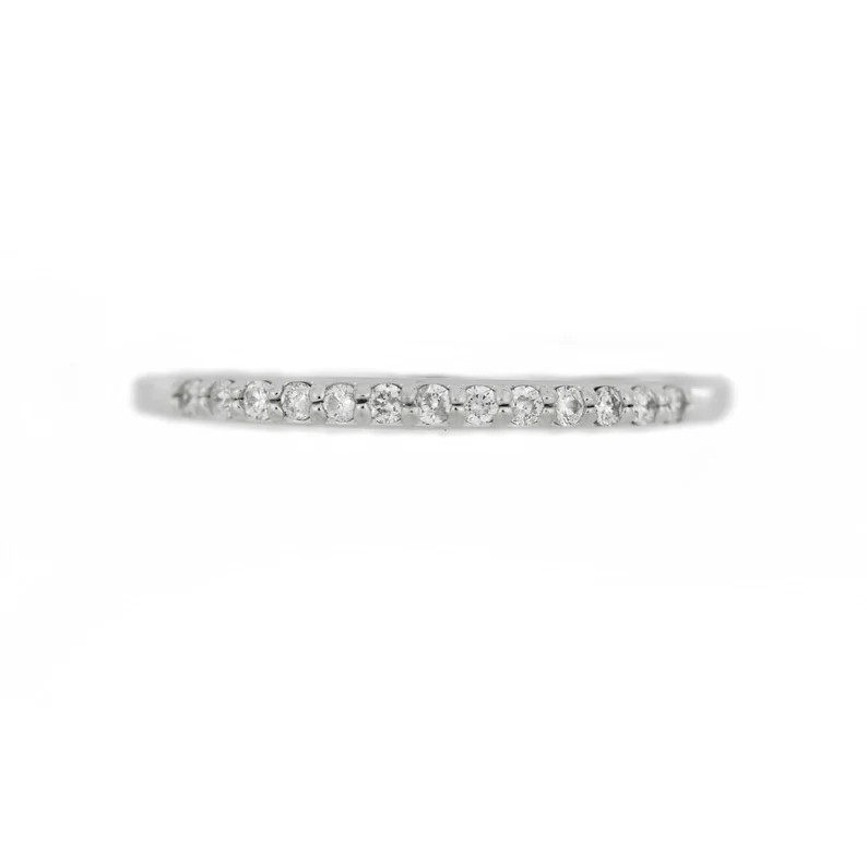 14Kt Gold 0.11 Ct Lab Grown Diamond Half Eternity Wedding Band Ring