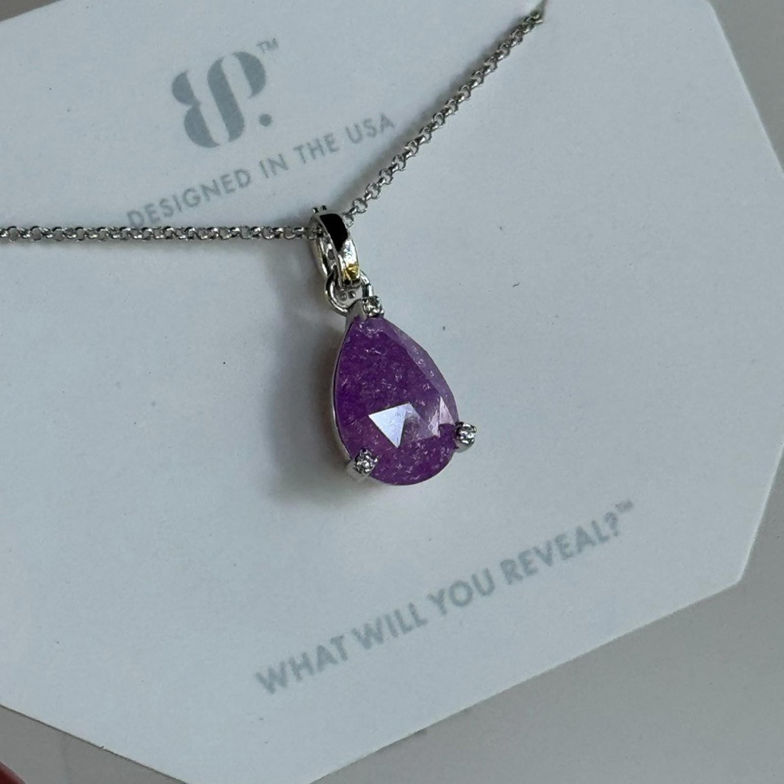 Bomb Party Necklace “Pure Strength” NK19278 Lavender Ice Crystal on Rhodium