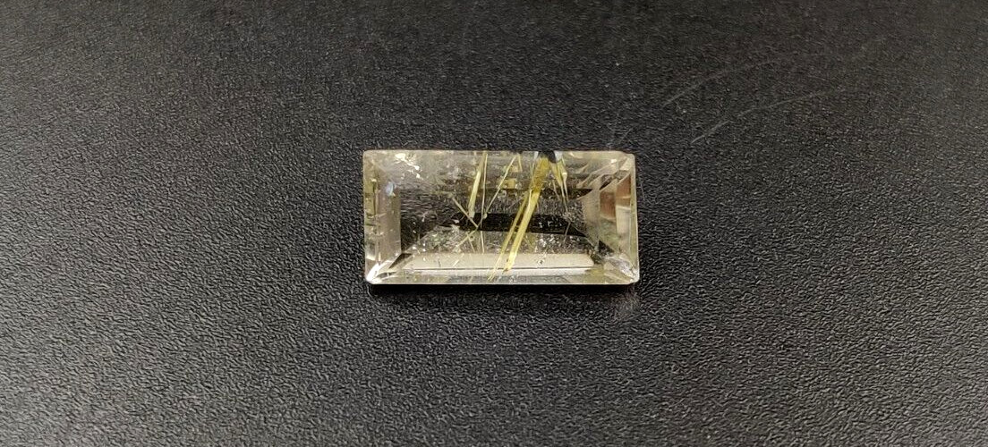 3.8 Carat Natural Rutilated Quartz Loose Gemstone 13.30×6.80mm Emerald cut W134