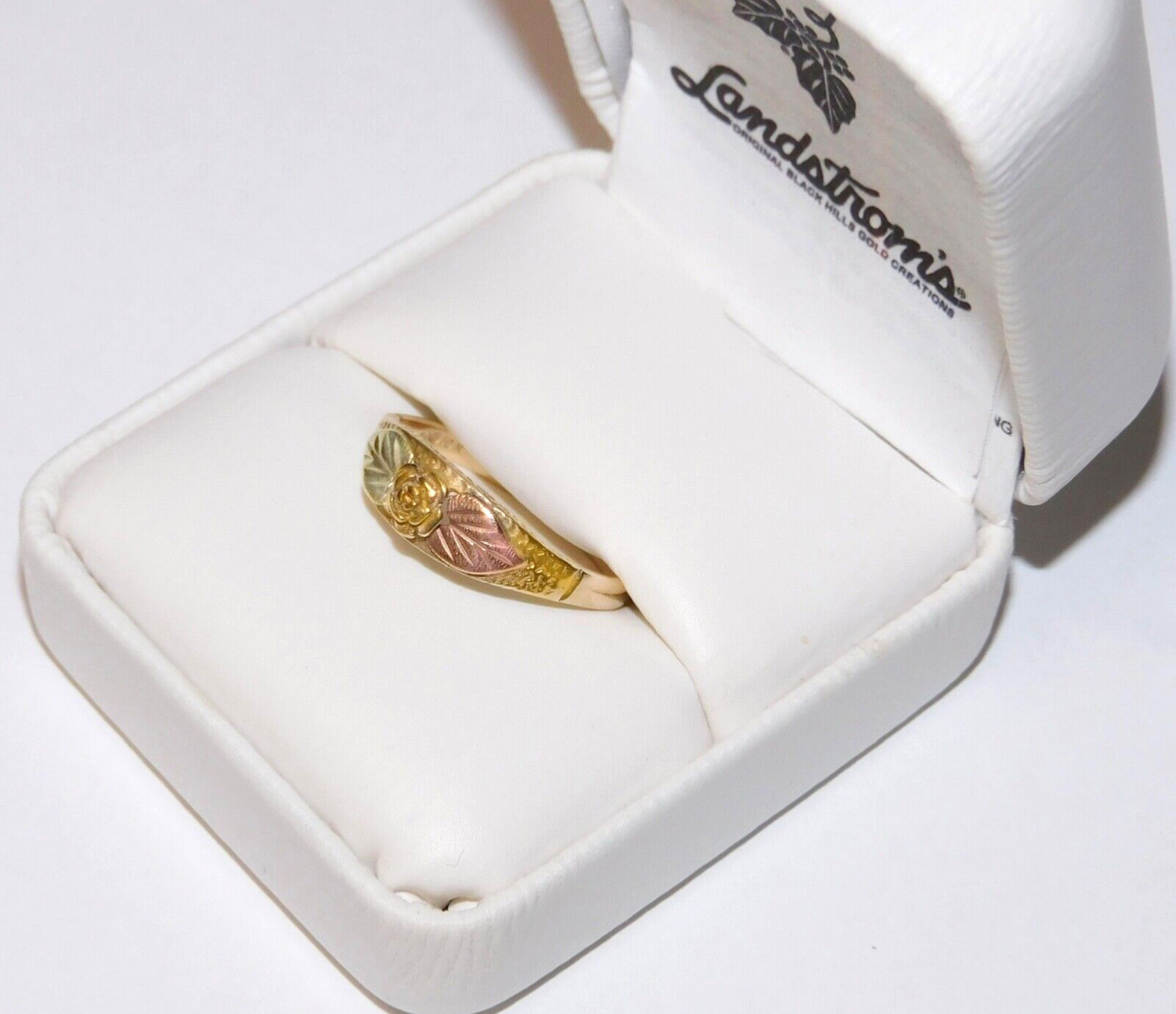 Black Hills Gold 10k Landstrom’s Yellow Rose Leaves Ring Size 8