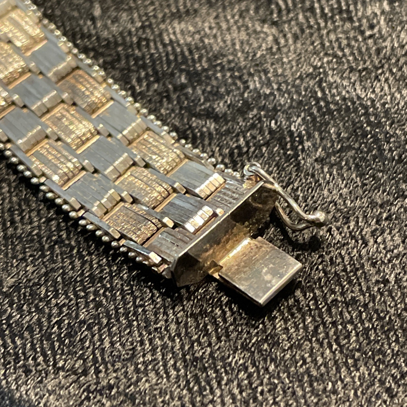 Milor Italy 925 Sterling Silver Wide Basketweave Mesh Link Bracelet 7.25in 35.2g