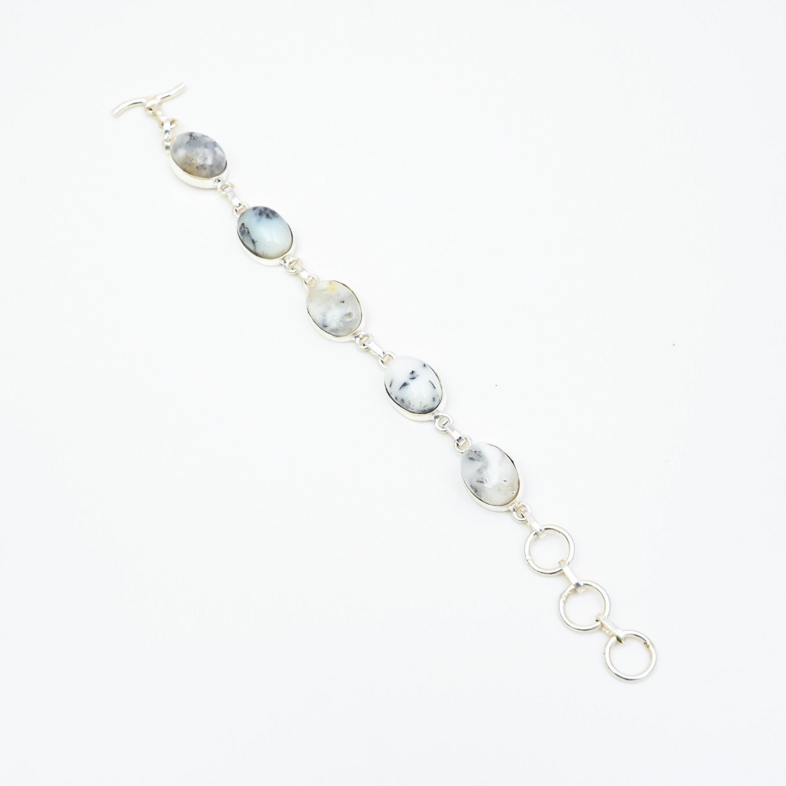 Dendrite Opal Gemstone 925 Sterling Silver Handmade Bracelet Jewelry Gift For