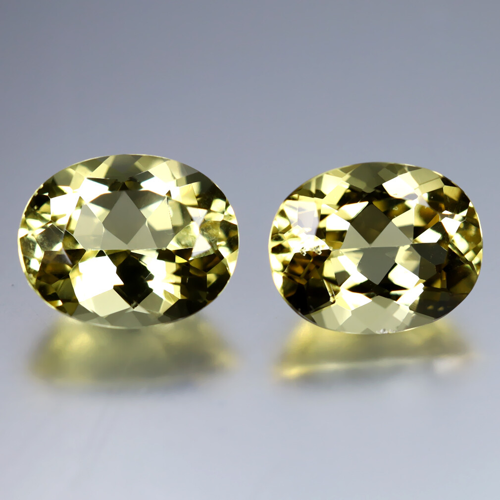 4.82 ct (2pcs) MATCHING PAIR Oval (10 x 8 mm) Yellow Heliodor Beryl Genuine