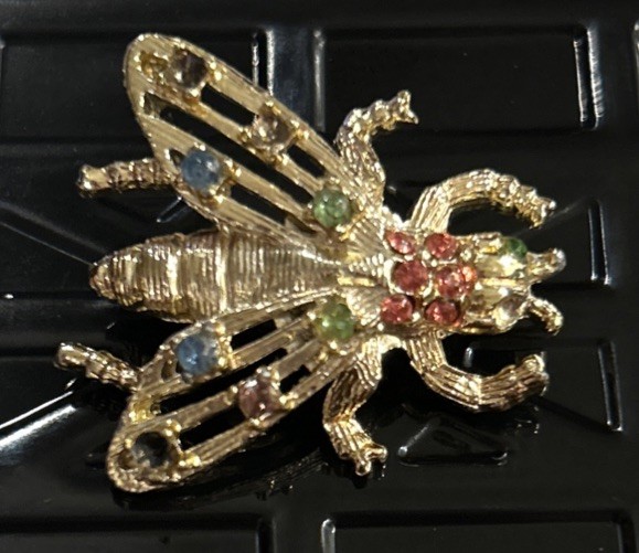 Vintage insect brooch pin multi color rhinestone brooch art nouveau Bee Wasp