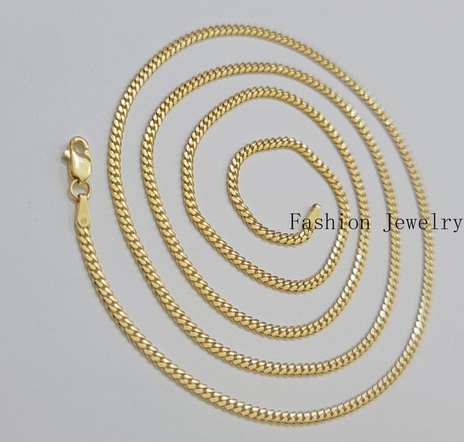 Real 18k Yellow Gold Necklace Chain Miami Cuban Link 2mm 24 Inch Real 18kt Solid