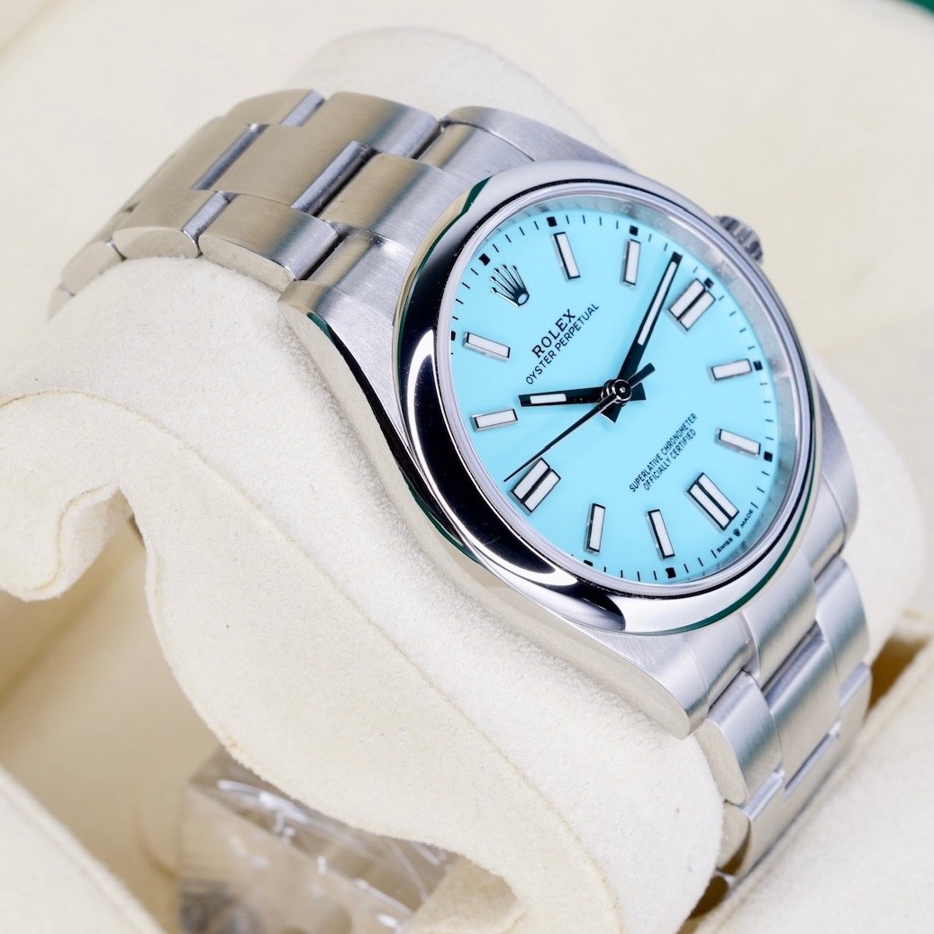 Rolex 124300 Oyster Perpetual 41 TURQUOISE Tiffany Blue Dial Stainless Steel