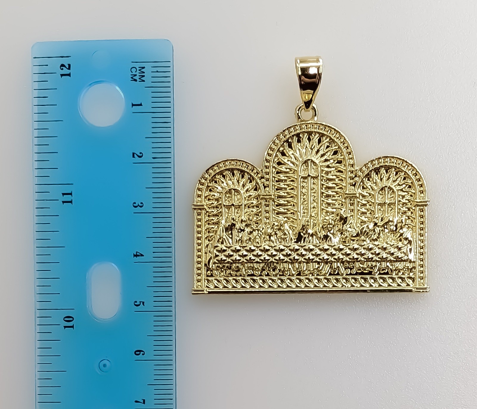 Last Supper Jesus Gold Plated 3mm Chain Necklace Oro Ultima Cena Dije Cadena