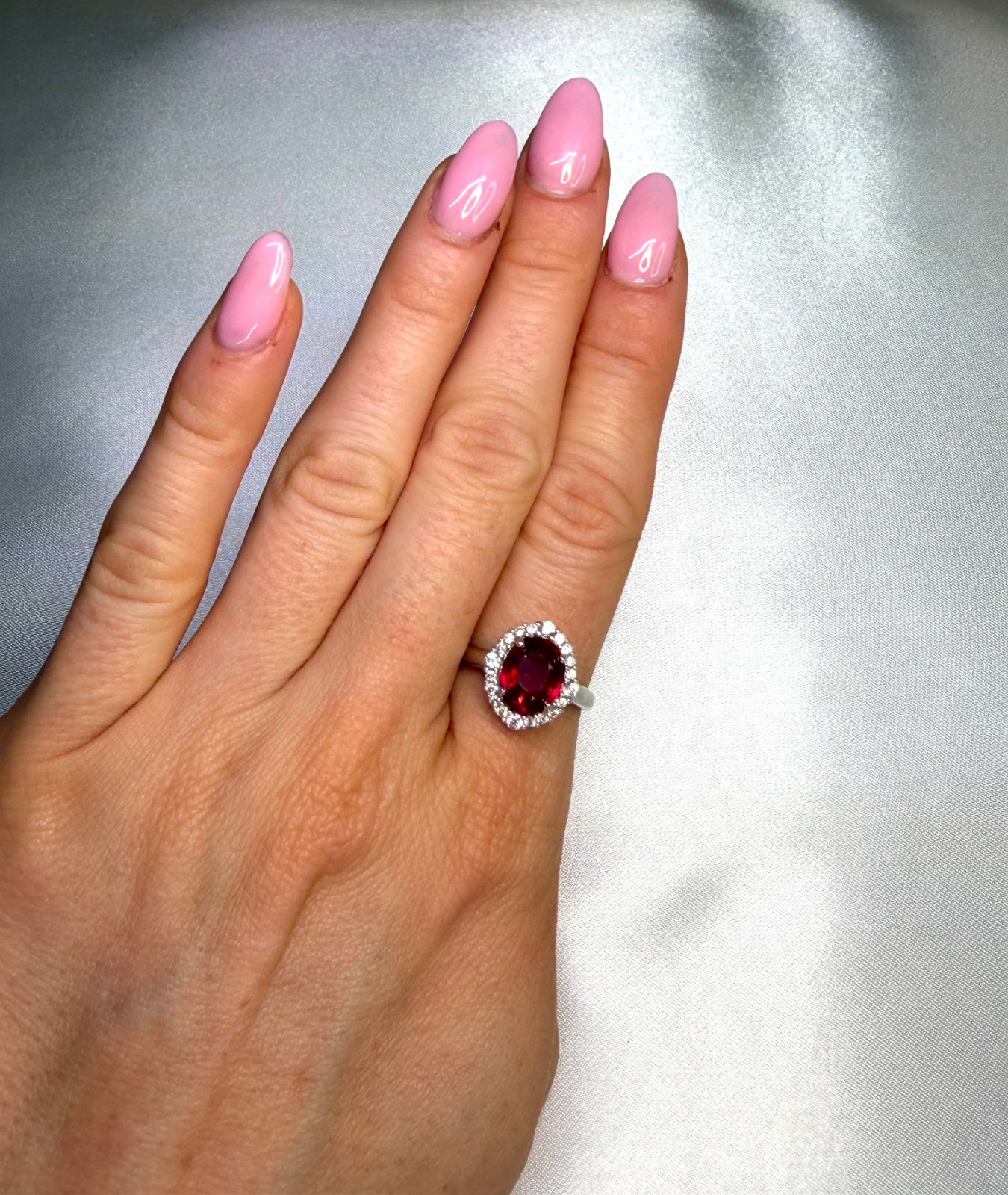 3 Carat Natural Ruby Ring 8x10mm 925 Sterling Silver with Platinum Plating