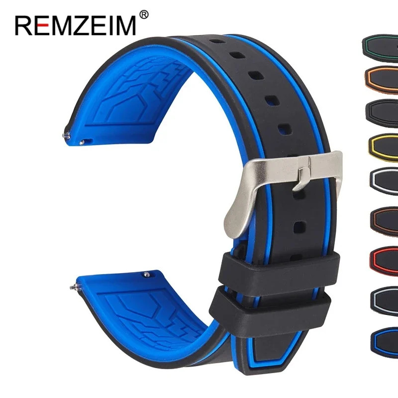 Rubber Silicone Watch Band Strap 20Mm 22Mm 24Mm Women Men Green Red Black Sport