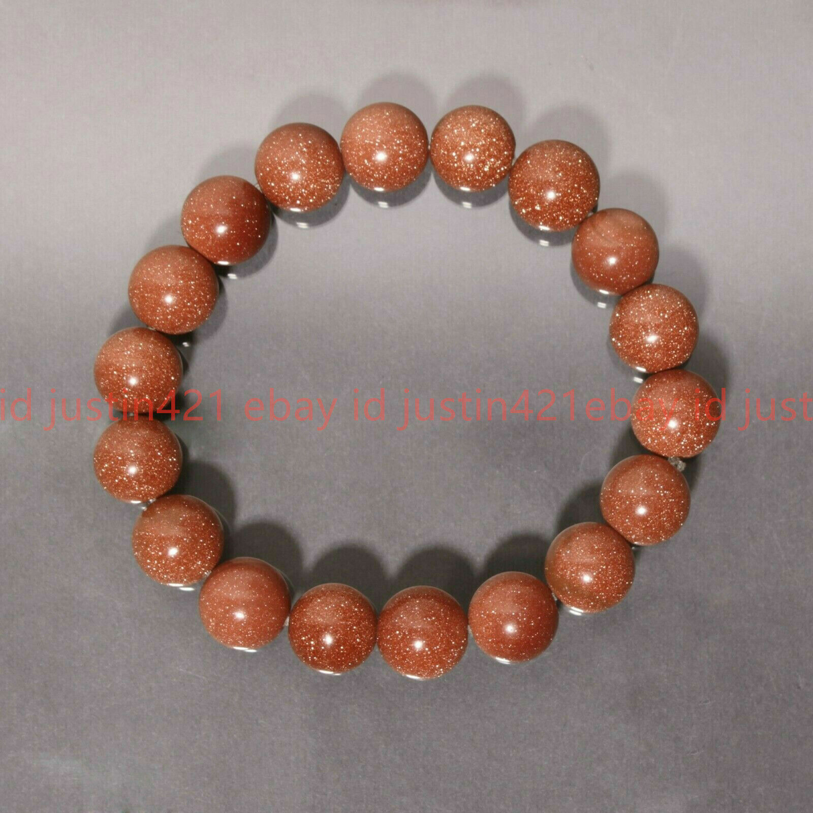 Fashion 8/10/12mm Natural Gold Sandstone Round Gems Beads Elastic Bracelets 7.5″