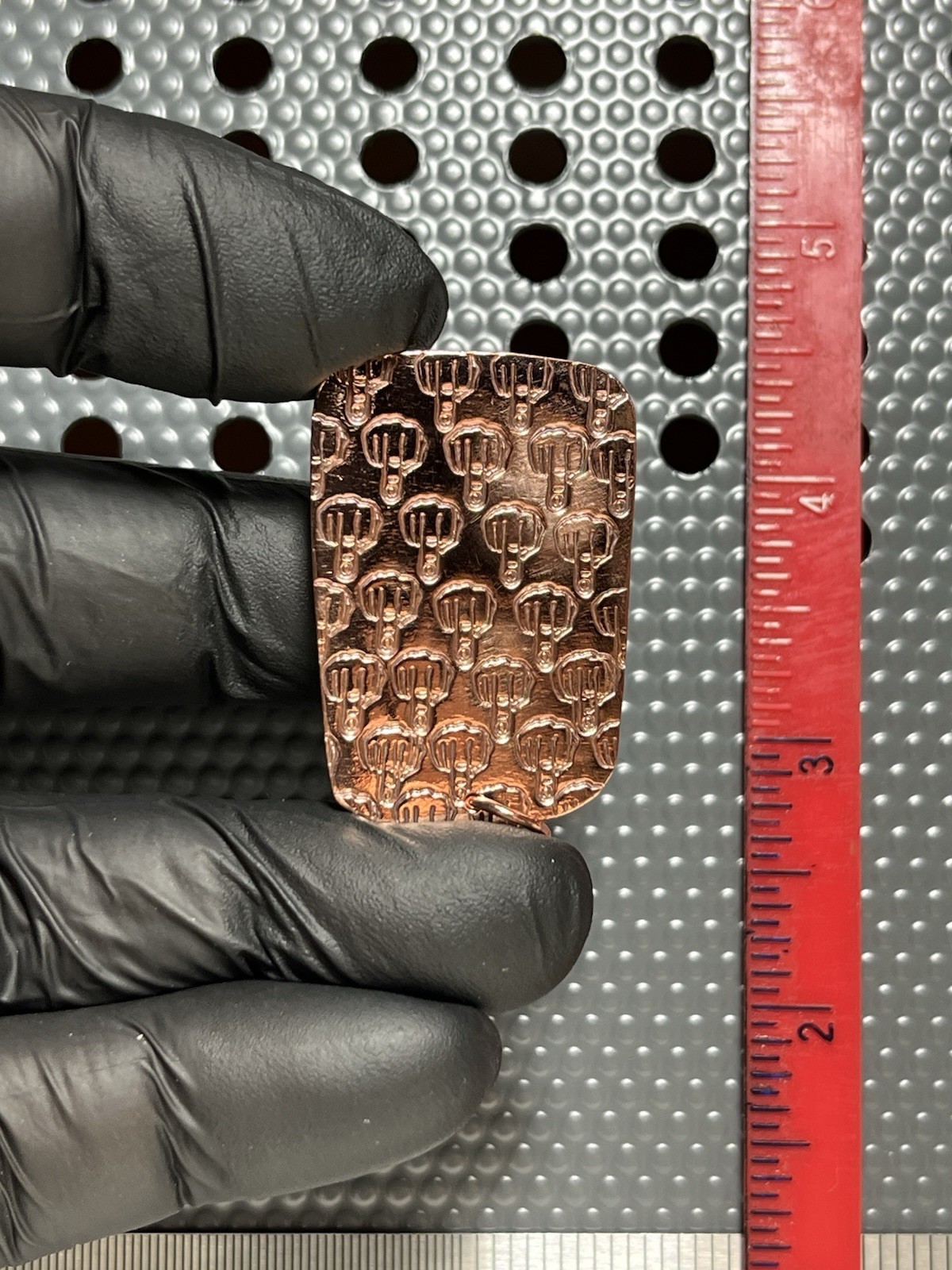 Red And White Moroccan Agate Hand Formed In Copper. Pendant Number 159