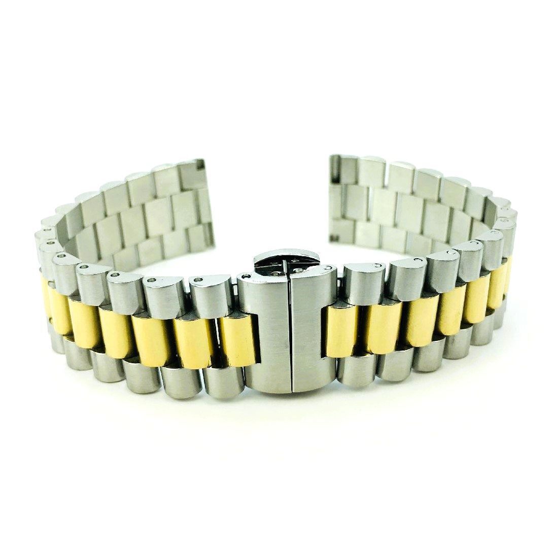 President Style Two Tone Gold Metal Watch Band 13mm 15mm 17mm 19mm 21mm #7055