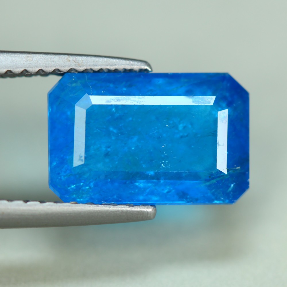 3.34 Cts_Ravishing !! Best Color_100 % Natural Unheated Neon Blue Apatite_Brazil
