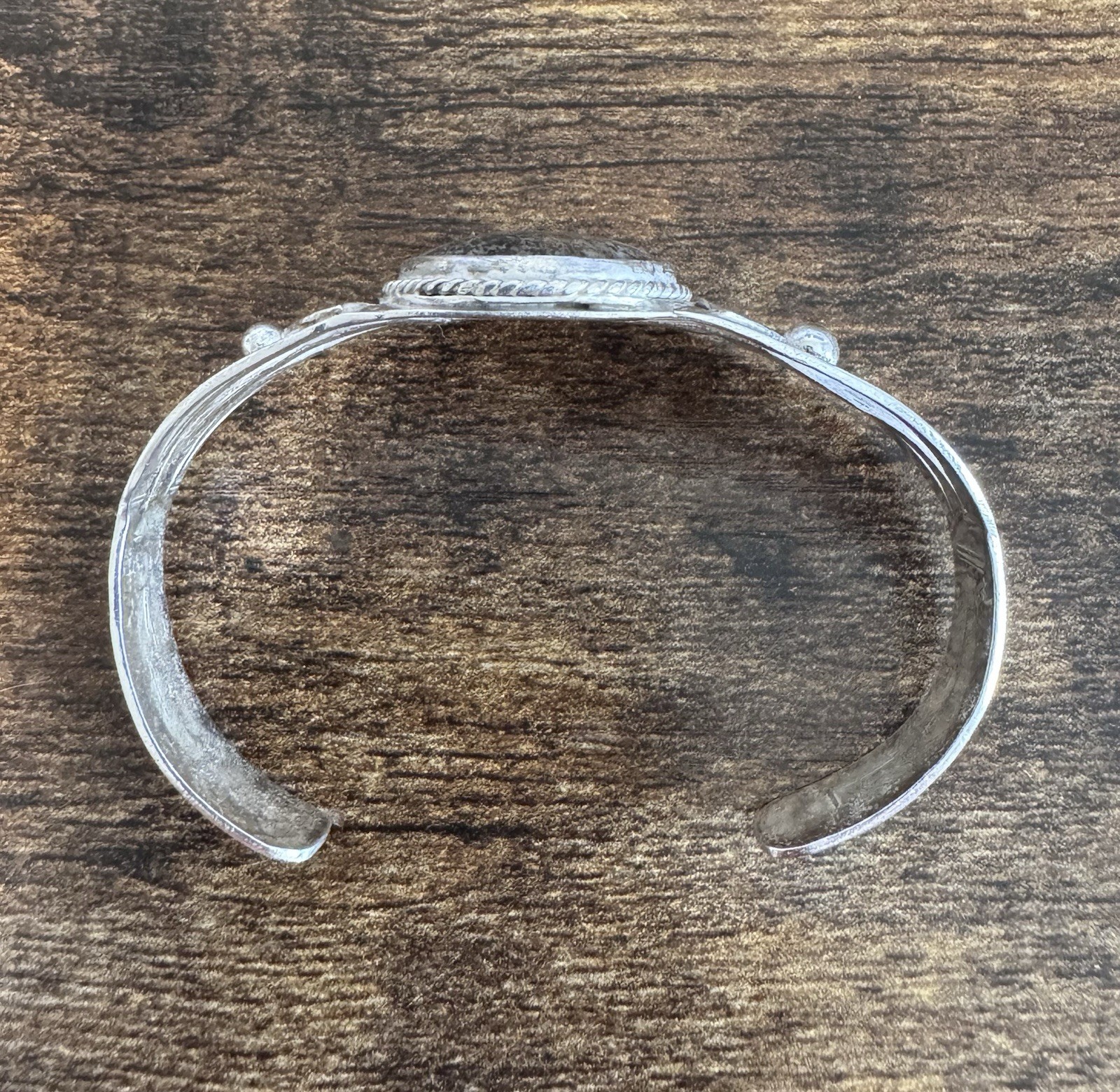 Sterling Silver Petrified Wood Cuff Bracelet – Vtg Southwestern Fred Harvey Era