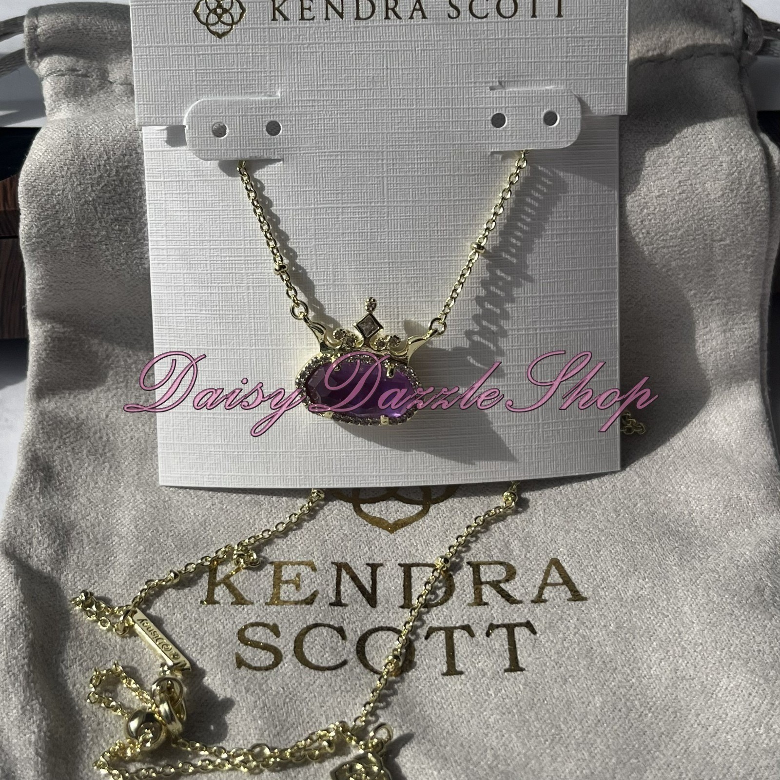✨New Kendra Scott Disney Elisa Princess Short Gold Pendant Purple Necklace ✨