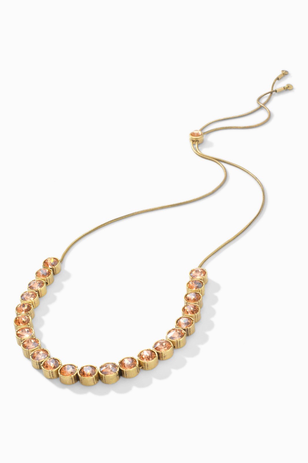 Stella & Dot Champagne Crystal Rhinestones Gold Tone Autumn Fall Necklace