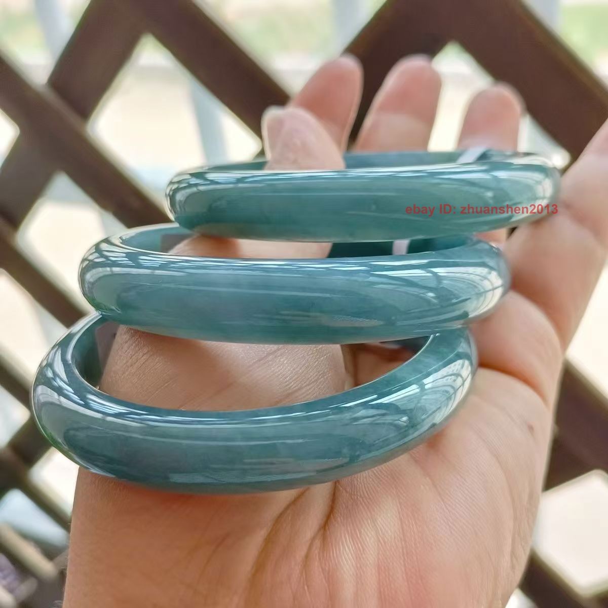Certified 55-62mm Natural Blue Water Burma Grade A Jade jadeite Bangle Bracelet