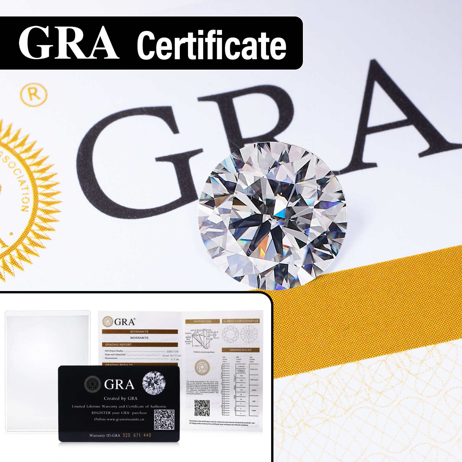 Moissanite Loose Gemstones Round Cut White D Color VVS1 GRA for Jewelry