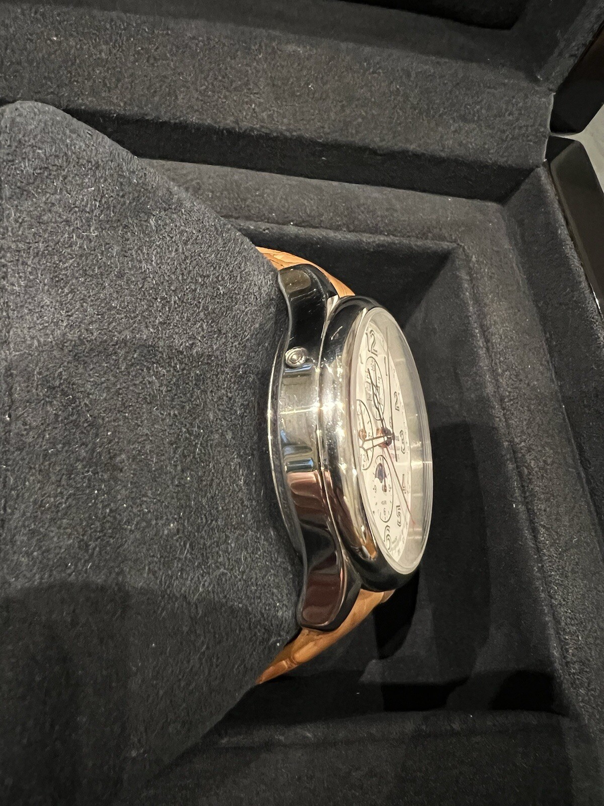 Ernst Benz Chronolunar 47mm White Dial with Brown Leather Band
