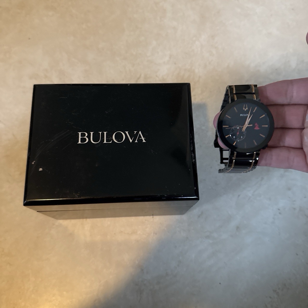 Bulova Latin GRAMMYs Chronograph Quartz 44mm Black/Gold w/ Box Papers