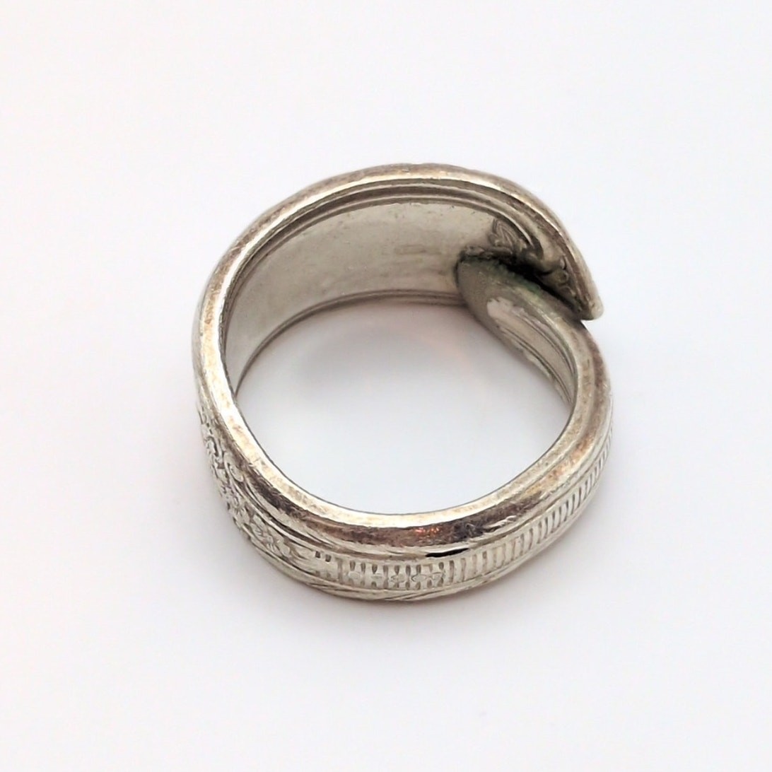 Vintage International Silver Plated Spoon Ring Cotillion Flower Pattern Size 9