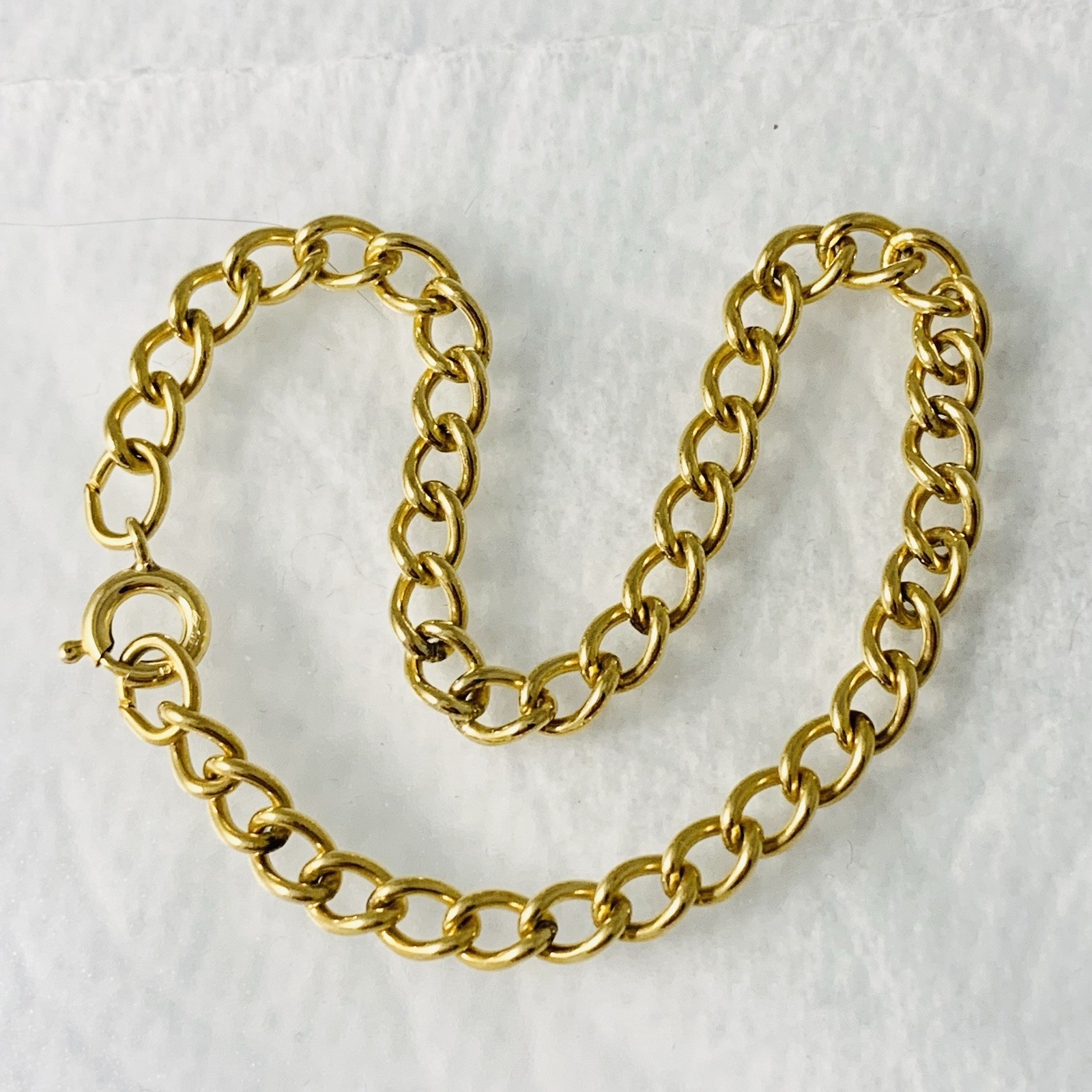 VTG Chain Bracelet Charm 12k Gold Filled 4mm Shiny Spring Ring 3.13gr 7.5”