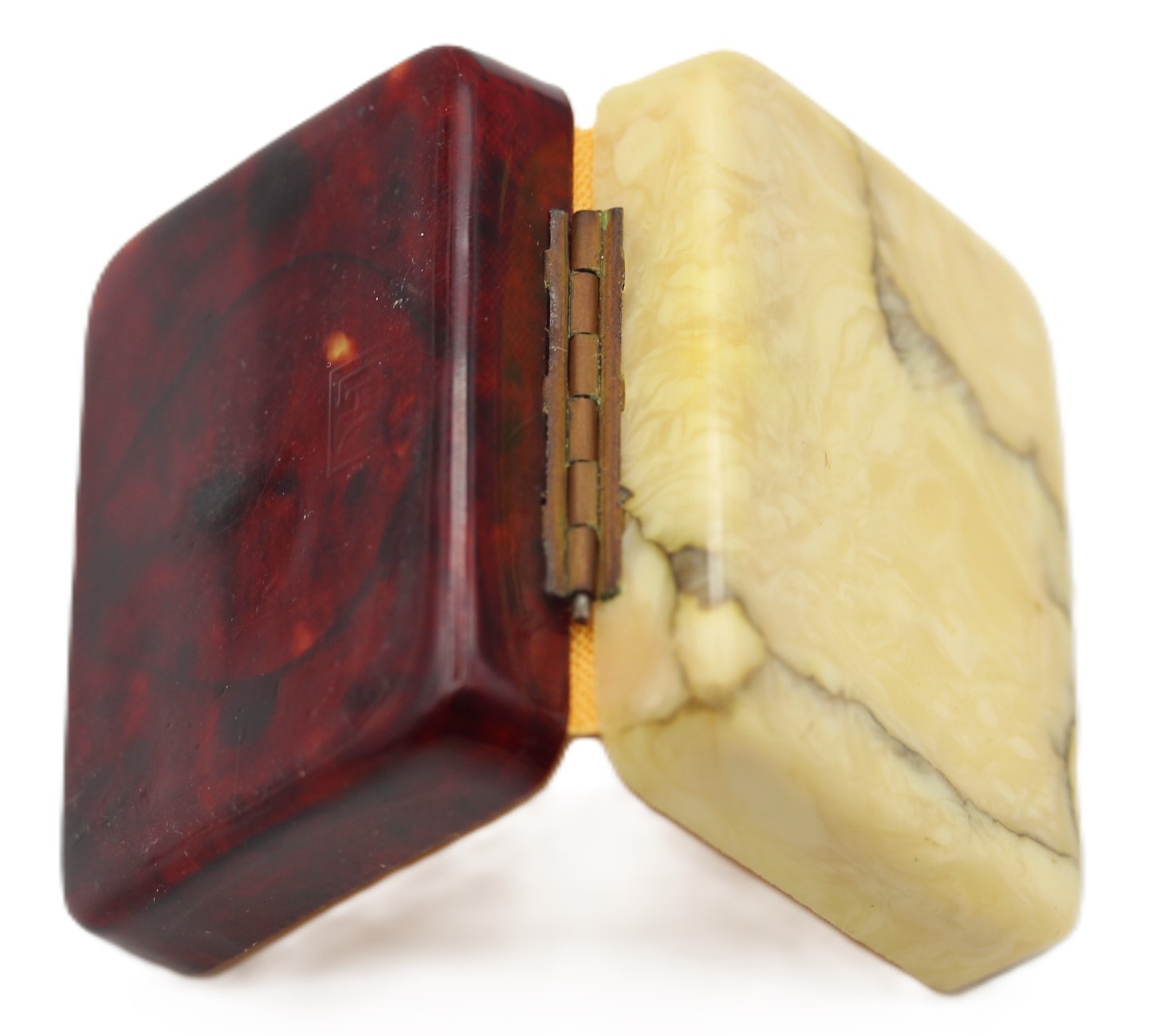 Bakelite Marbled Plastic Jewelry Box Jewelry Earrings Vintage