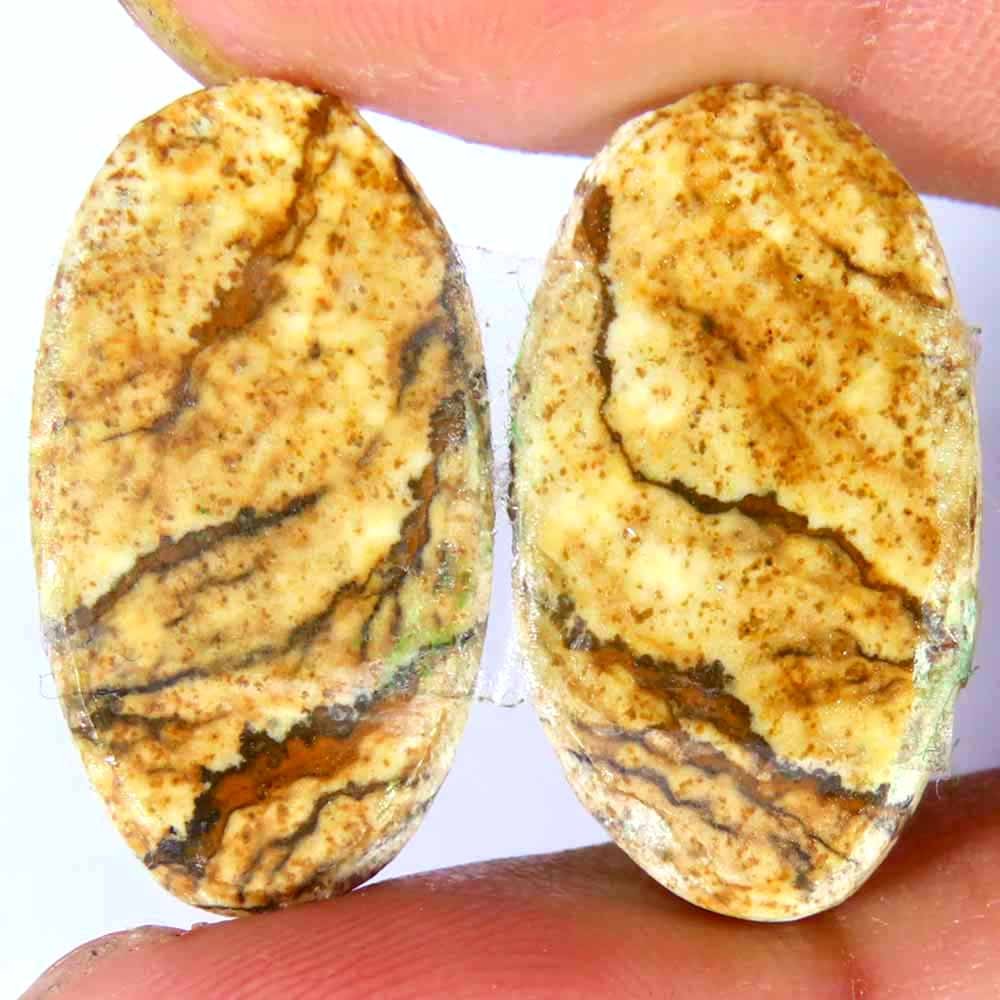 17.50Cts.100%Natural Designer Picture Jasper Pair Oval Cab 13x23x3mm Gemstone