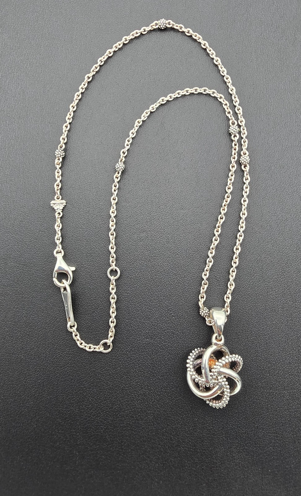 LAGOS Caviar Love Knot Sterling Silver Necklace 18″